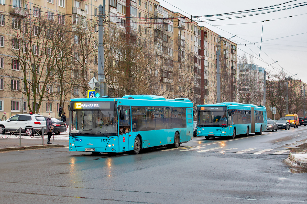 Saint Petersburg, MAZ-203.016 # 8474; Saint Petersburg, MAZ-216.066 # 1506