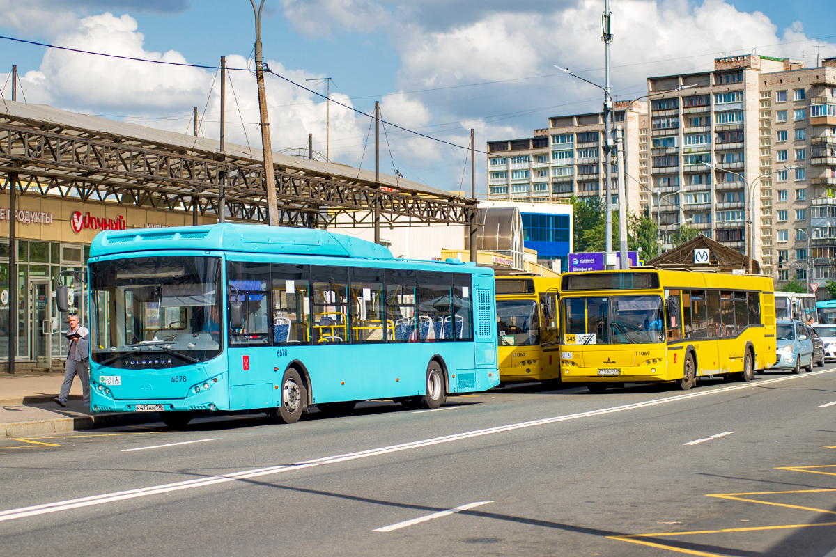 Saint Petersburg, Volgabus-5270.G4 (CNG) # 6578; Saint Petersburg, MAZ-103.468 # 11069