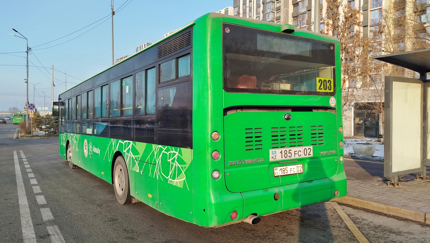 Almaty, Yutong ZK6118HGA (QazTehna) No. 185 FC 02