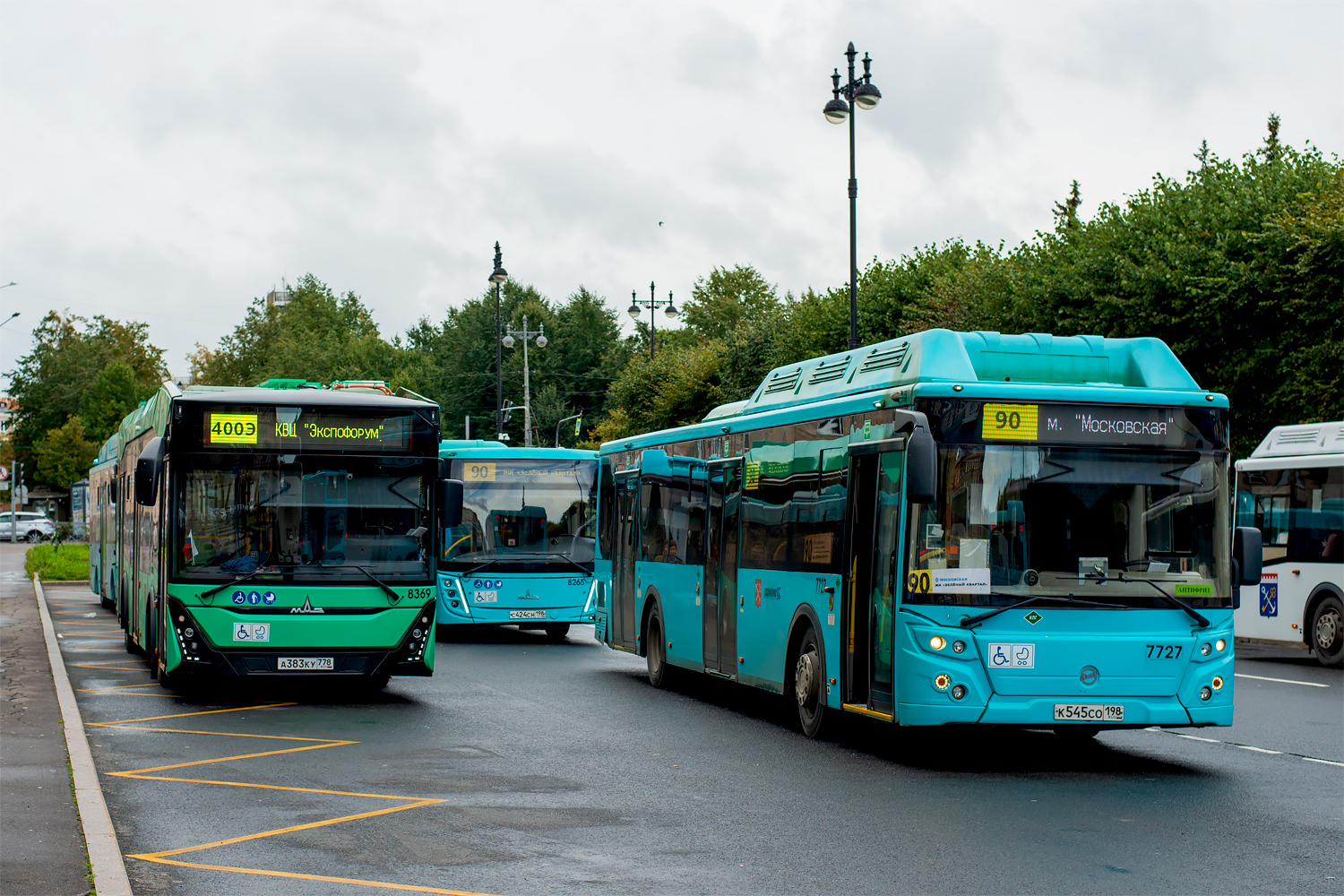 Saint Petersburg, MAZ-303.E23 # 8369; Saint Petersburg, LiAZ-5292.67 (CNG) # 7727